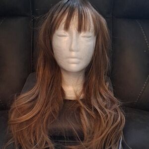 Long Light Brown Wig with Bangs #6